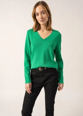 Brehat V neck jumper - in soft wool (TREFLE)