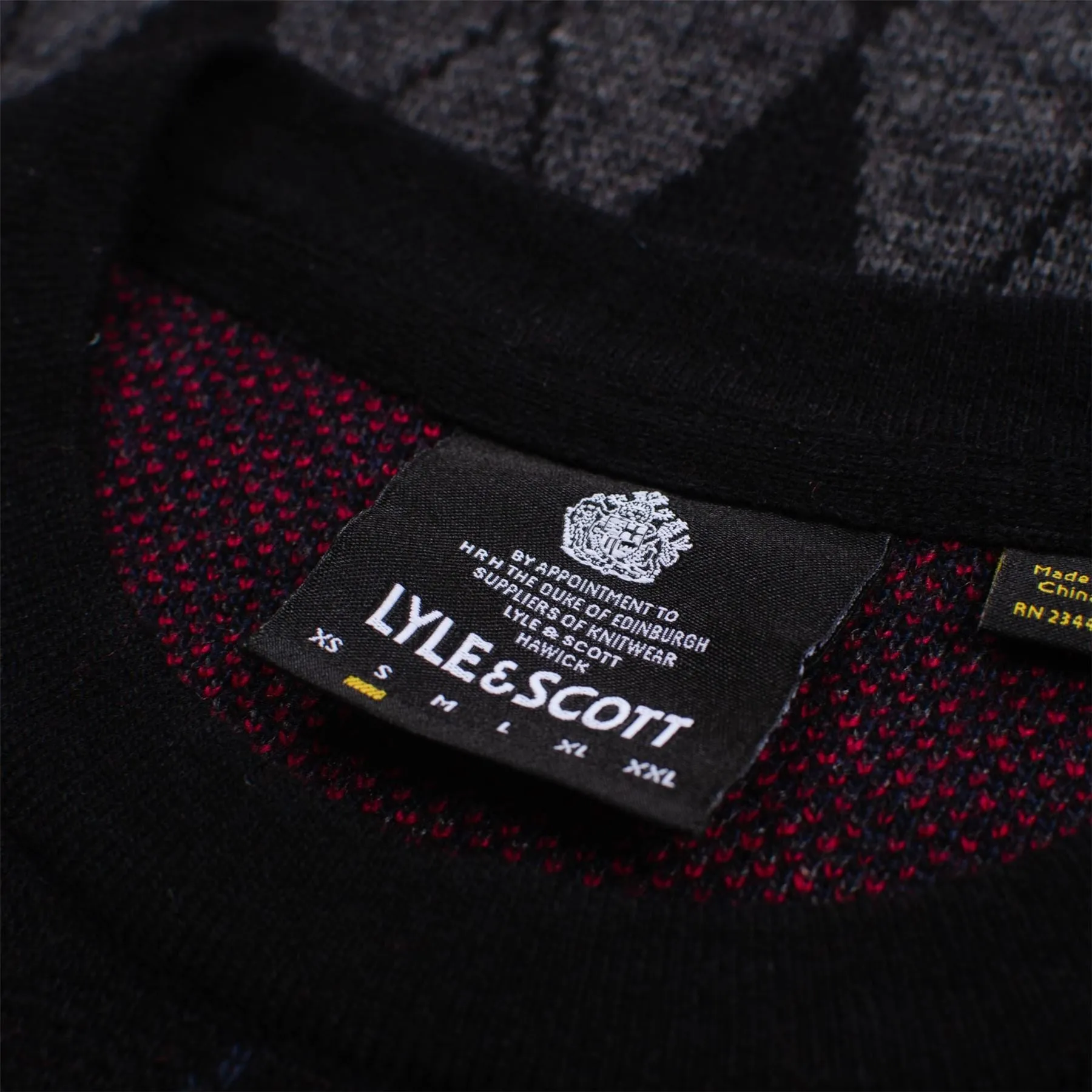 British Argyle Crew Neck Jet Black - AW22