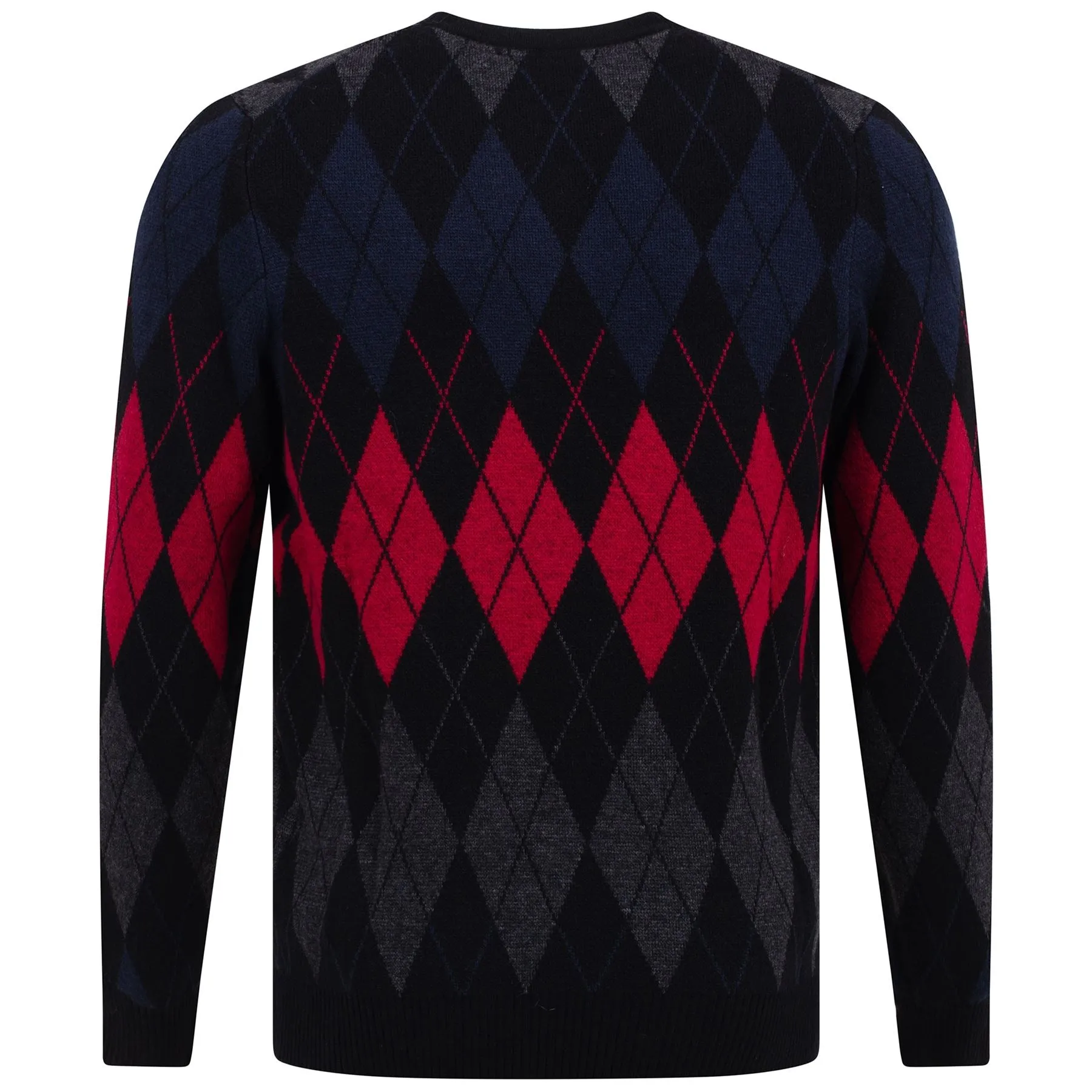 British Argyle Crew Neck Jet Black - AW22