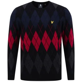 British Argyle Crew Neck Jet Black - AW22