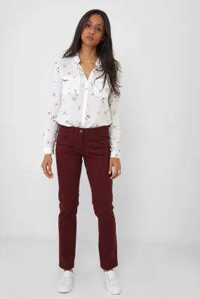 Burgundy Mom Fit Trousers