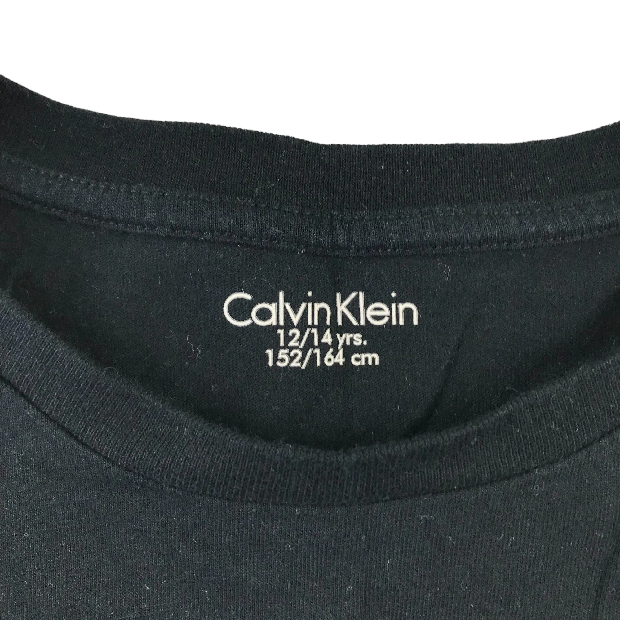 Calvin Klein t-shirt 12-14 years black plain with logo short sleeve cotton