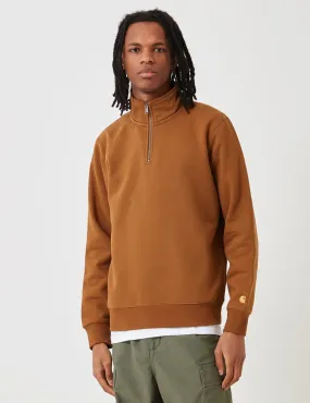 Carhartt-WIP Chase Quarter-Zip High Neck Sweatshirt - Hamilton Brown