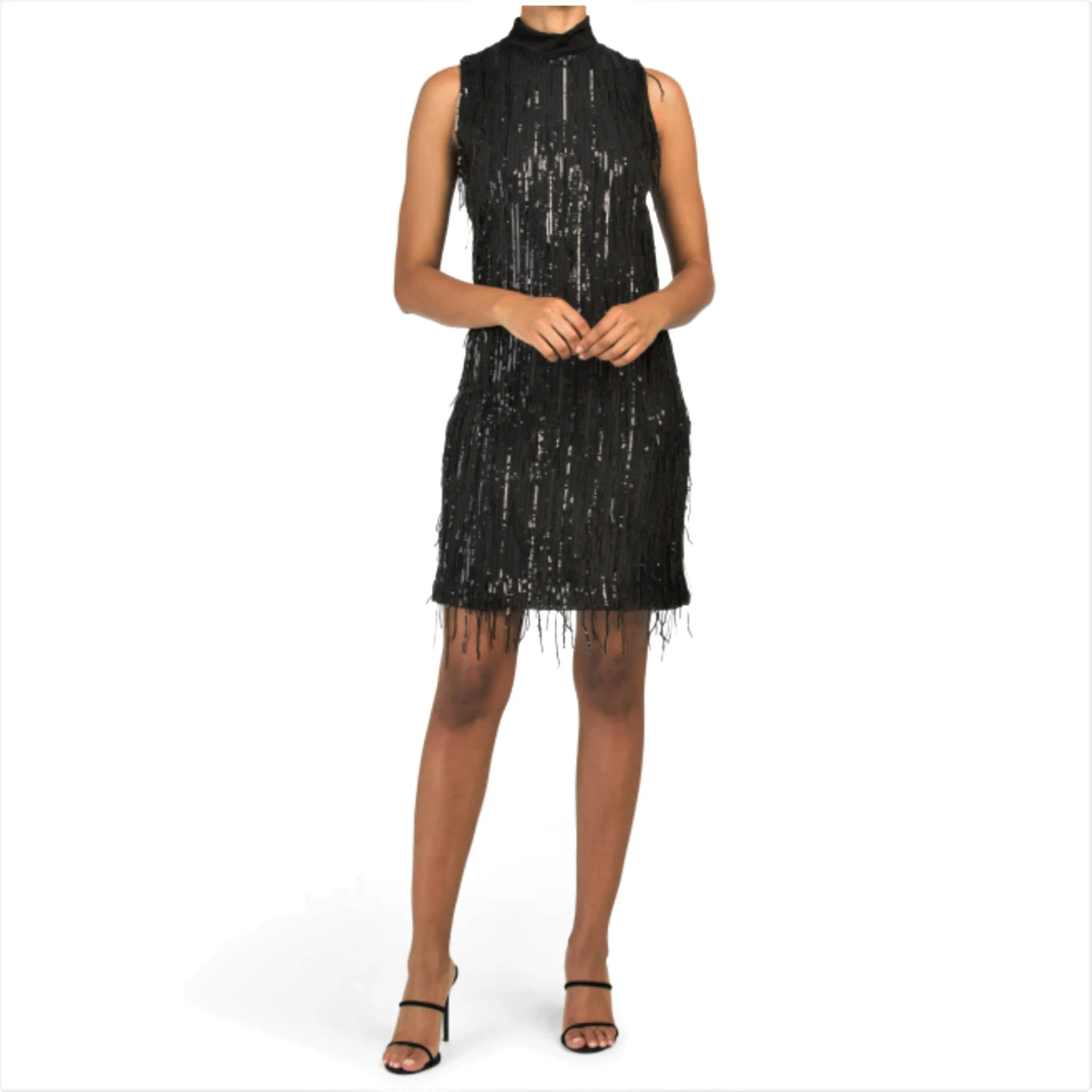 Carla Conti Made in Italy Sequin Fringe Cocktail Mini Dress