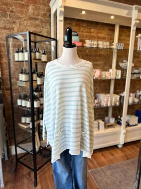 Catalina Crewneck Sweater in Mint Chip Stripe