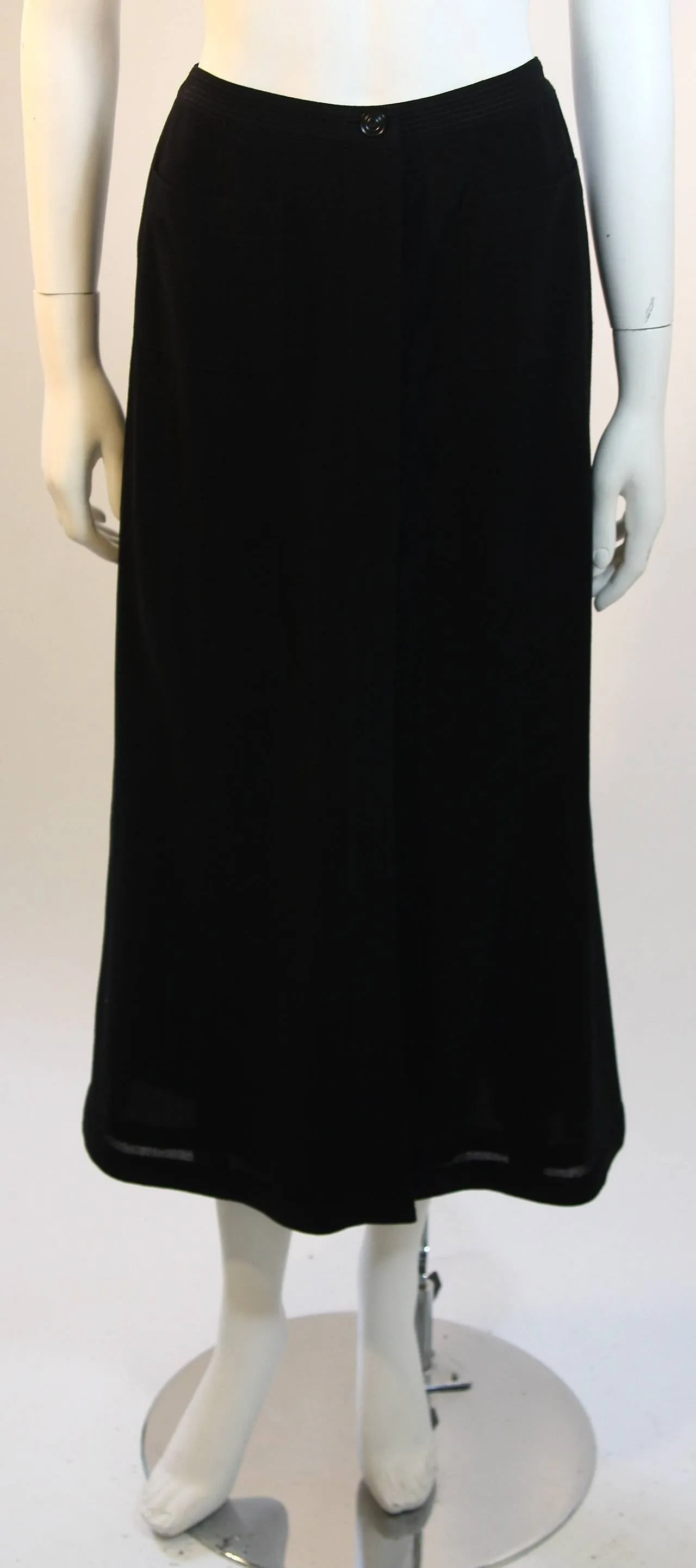 CHANEL 1999 Sheer Black Wool Silk Lined Skirt Size 40