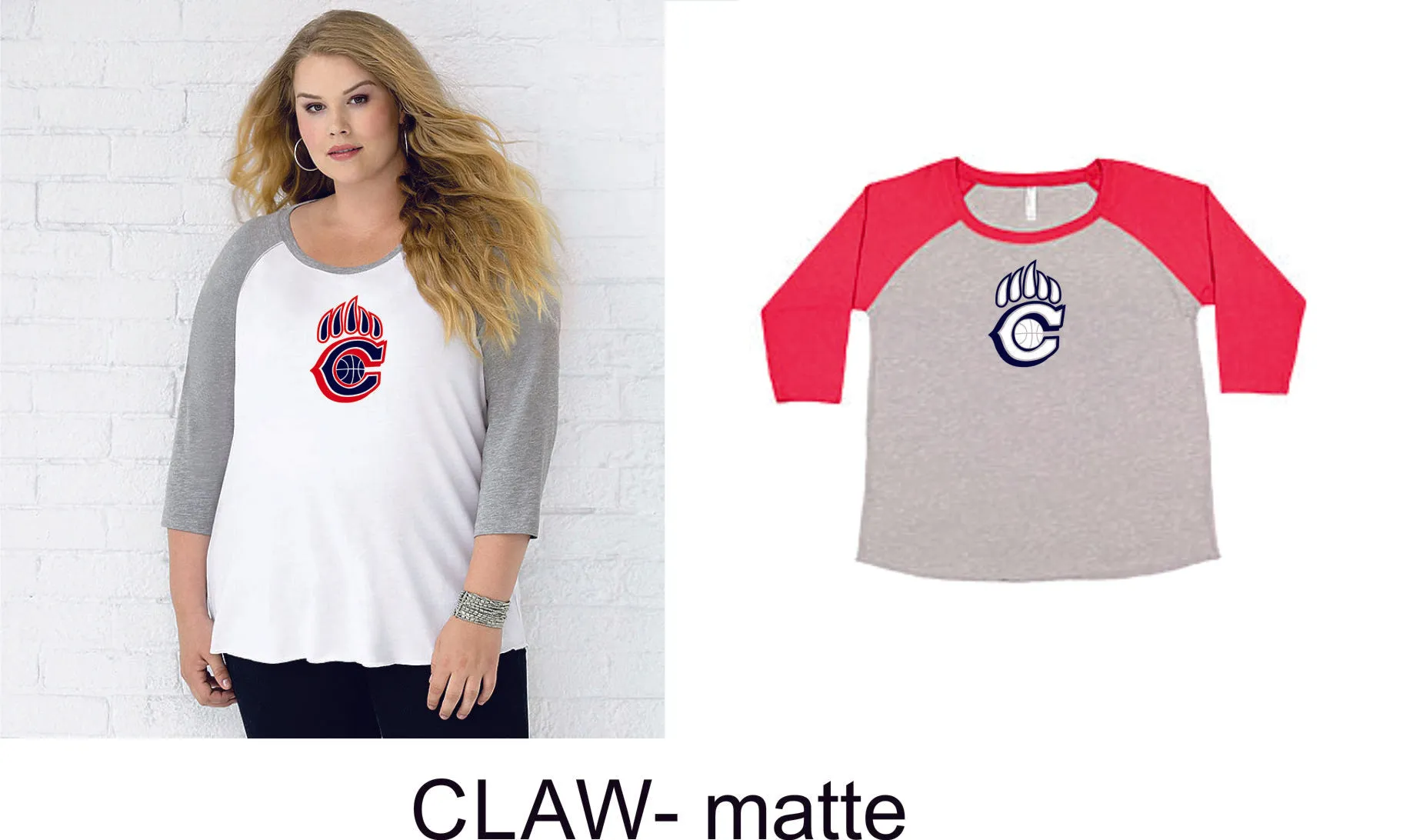 Chap Basketball Curvy Lady Raglan -4 designs - Matte or Glitter