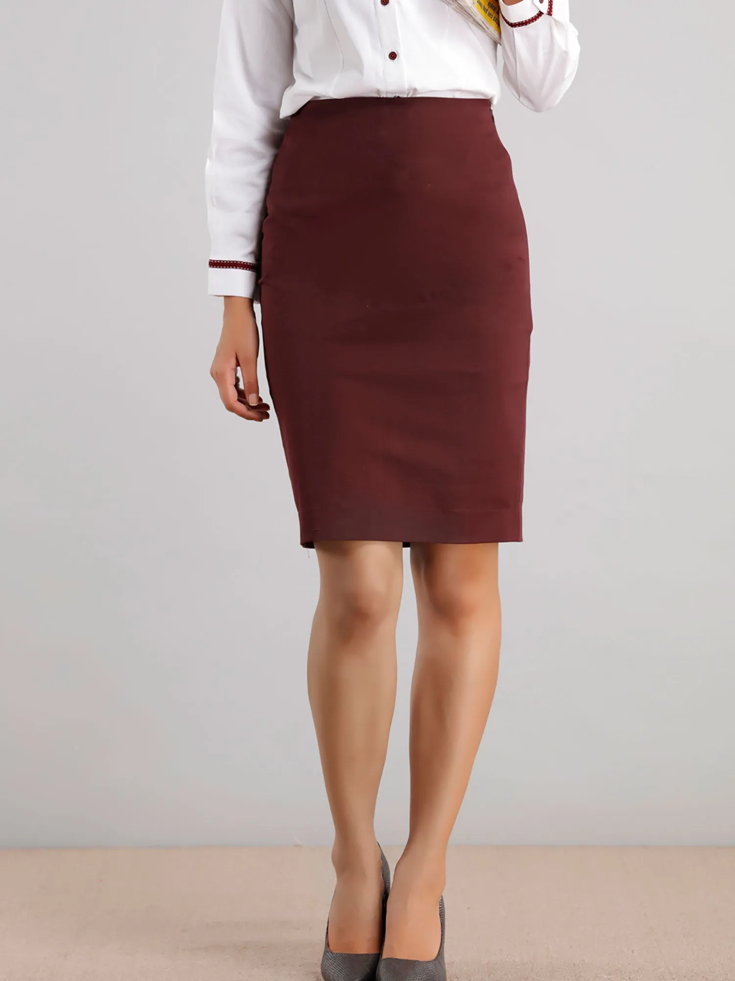 Classic Pencil Skirt - Maroon