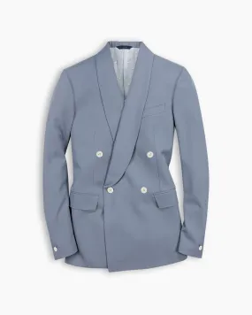 Cornflower Blue Double Breasted Shawl Blazer