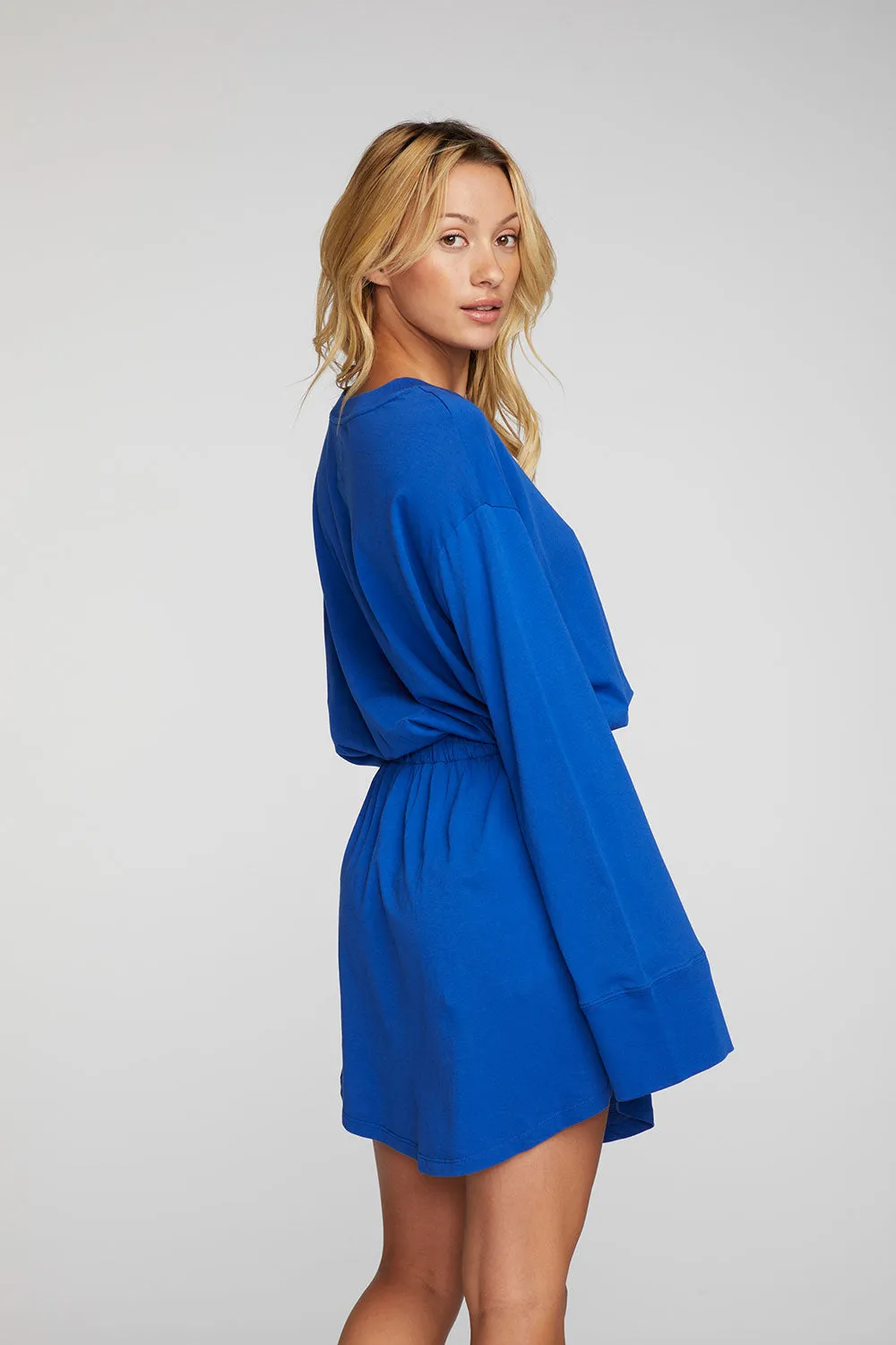 Cotton Jersey Mini Dress with Wide Sleeves