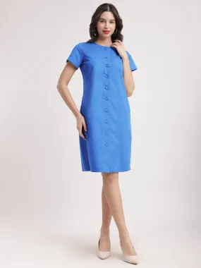 Cotton Shirt Dress - Royal Blue