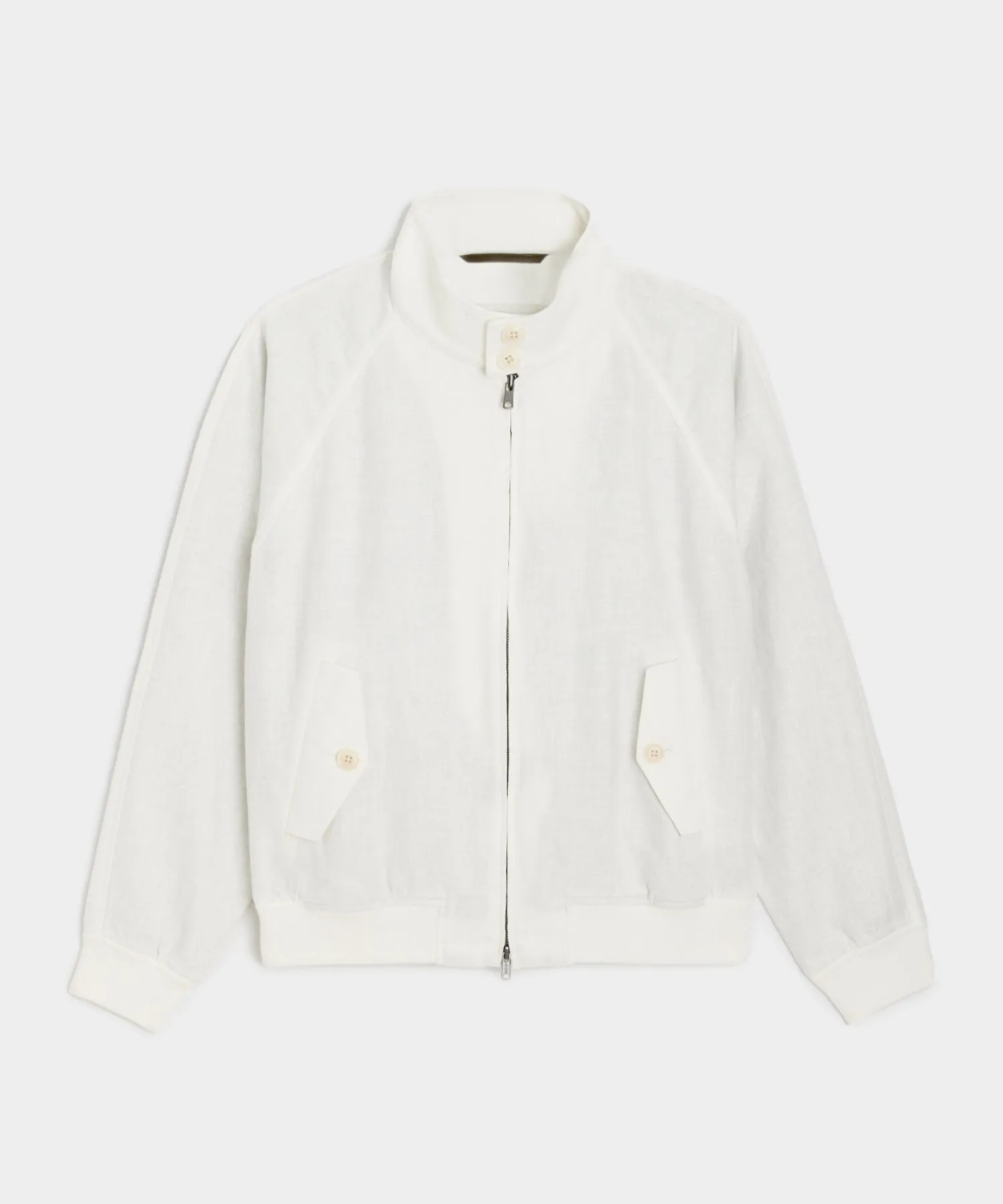 Cropped Linen Harrington Jacket in Bisque