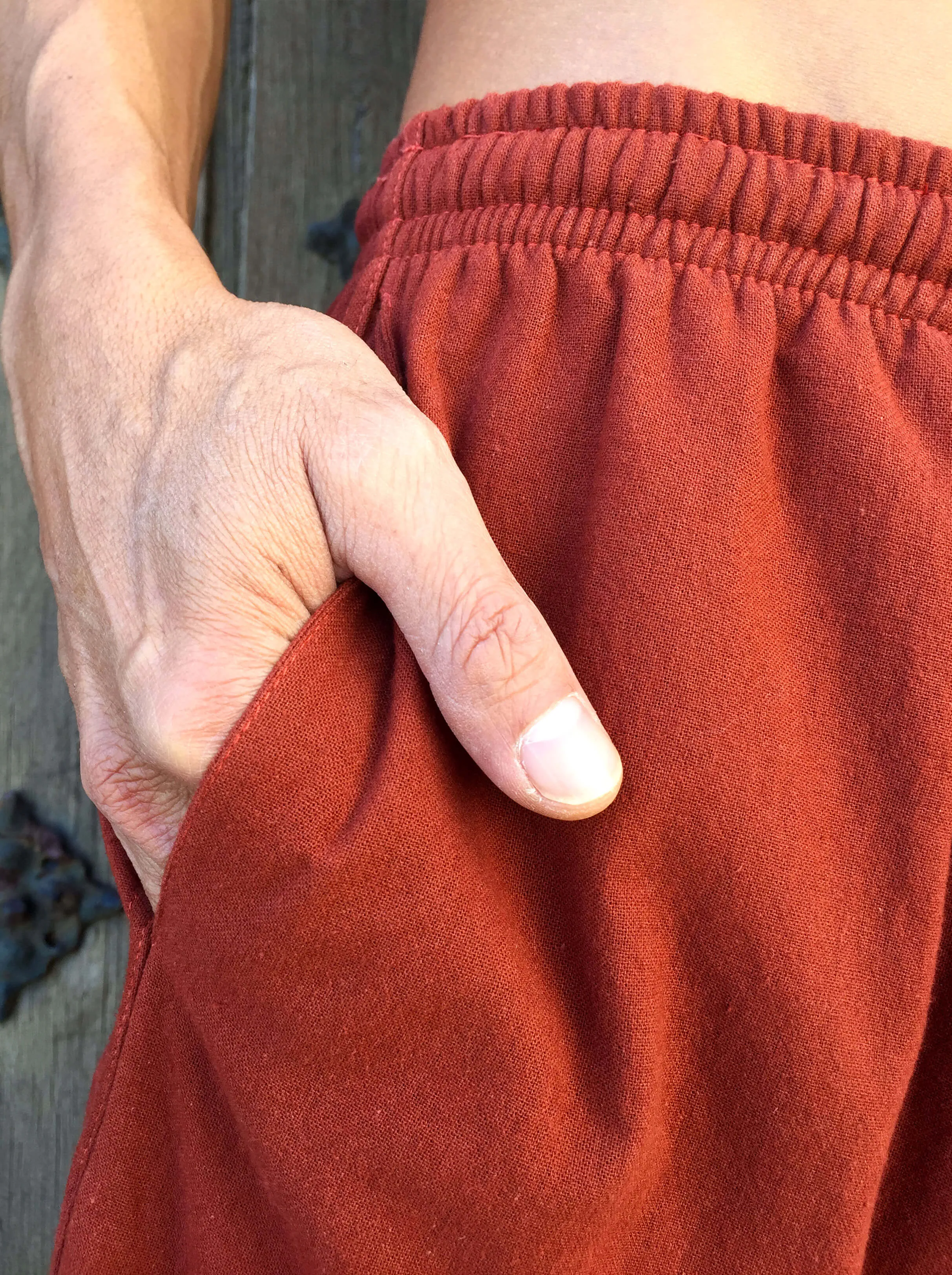 Dark Orange Cotton Drawstring Pants