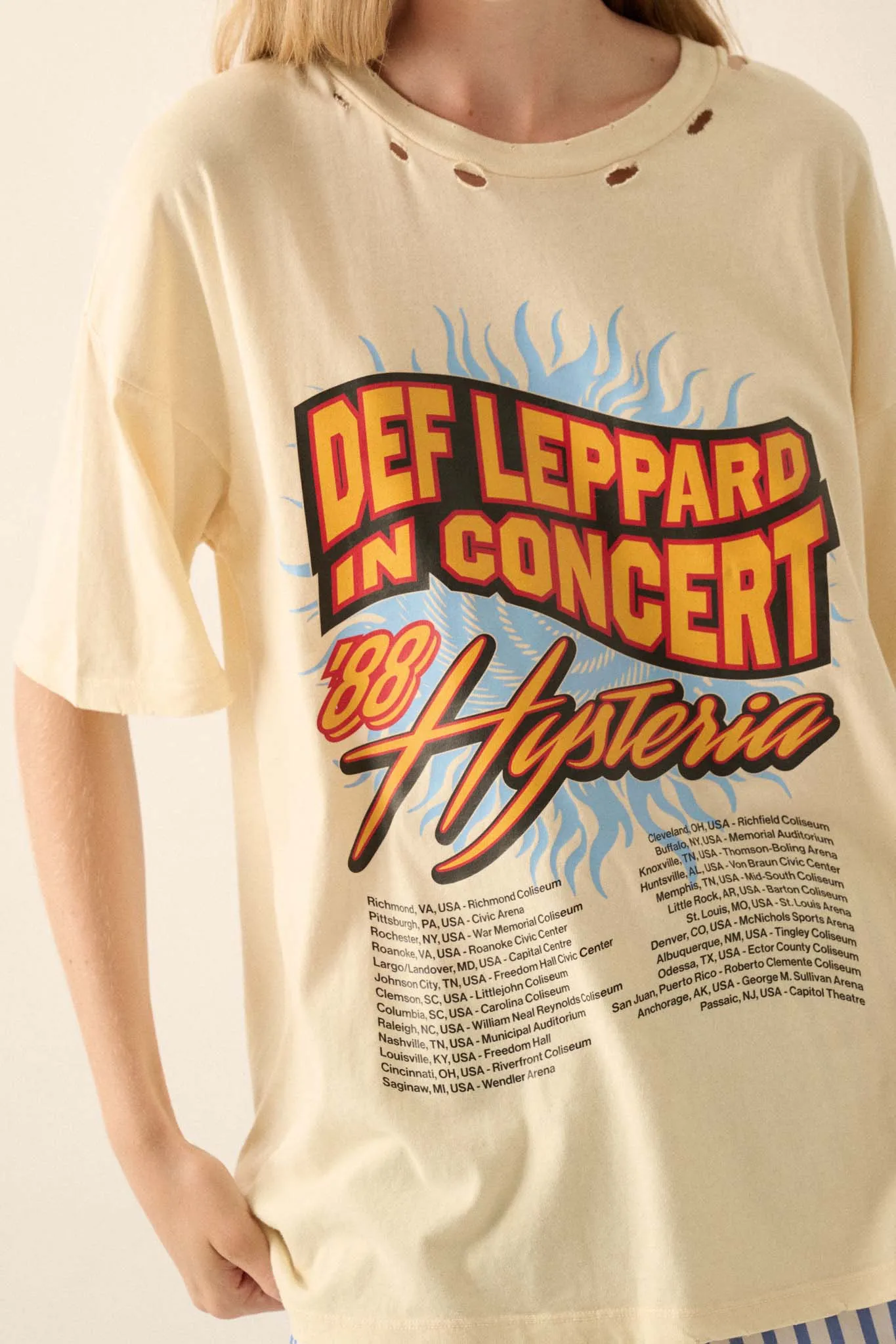 Def Leppard Hysteria Tour Distressed Graphic Tee