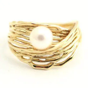 Designer Gold and Pearl Ring