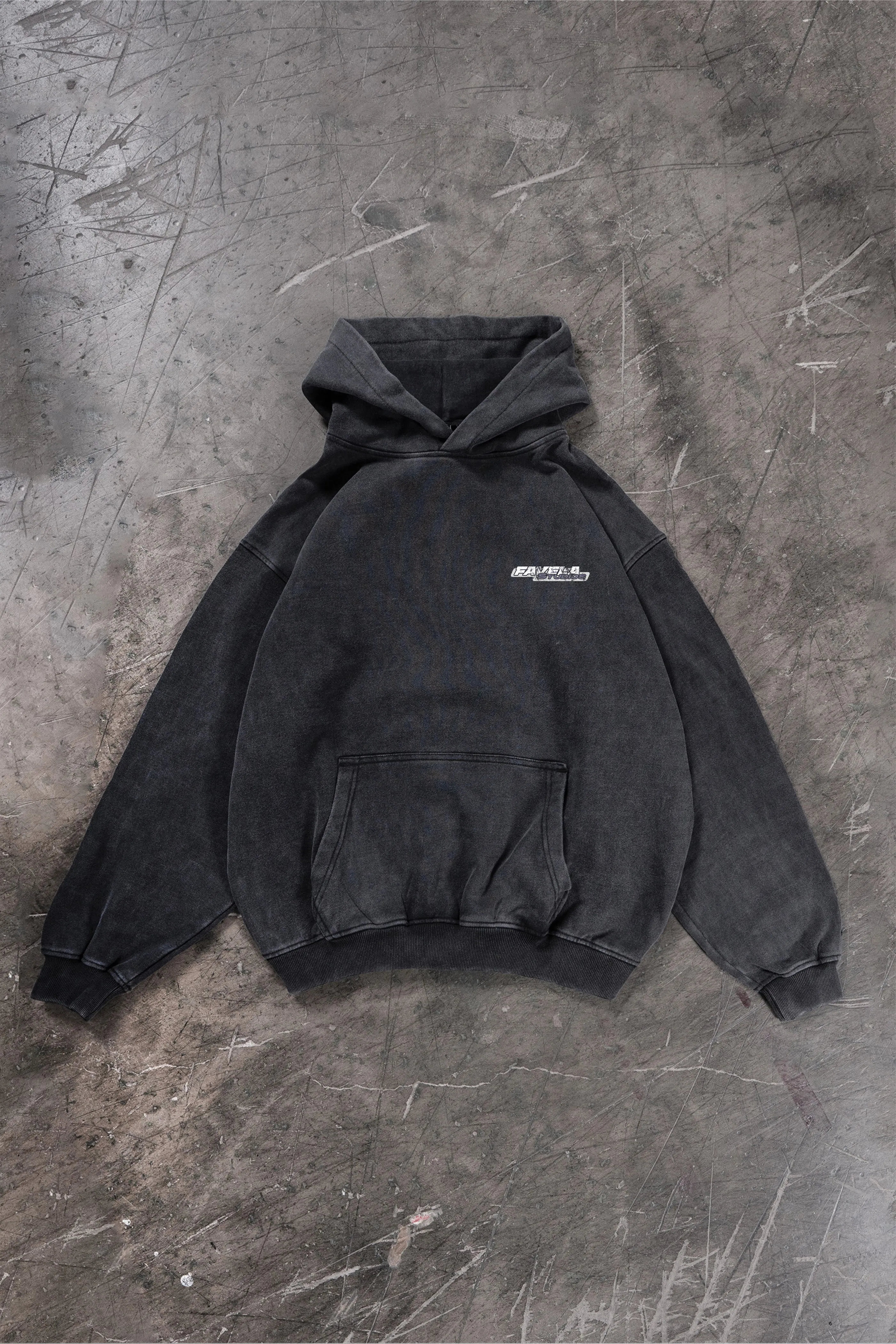 DISTRESSED BLACK WASHED HOODIE