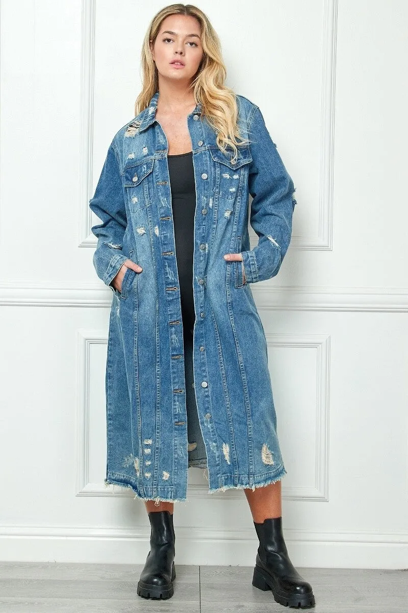 Distressed Denim Duster