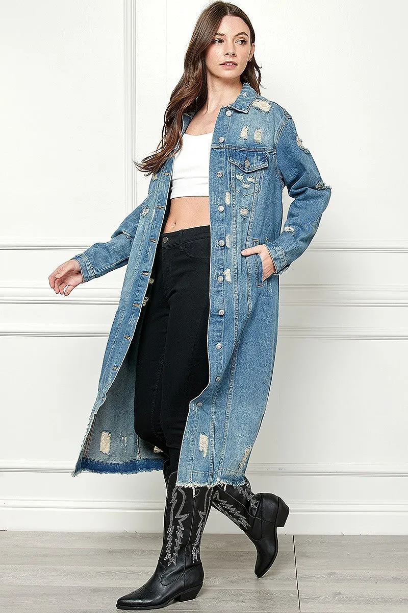 Distressed Denim Duster