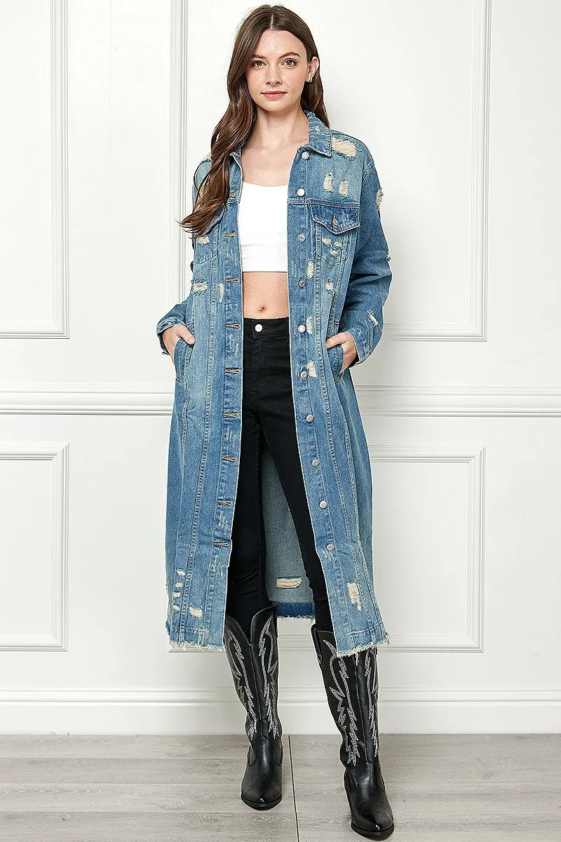 Distressed Denim Duster