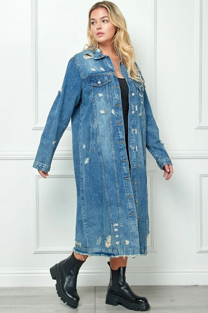 Distressed Denim Duster