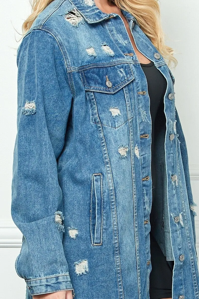 Distressed Denim Duster