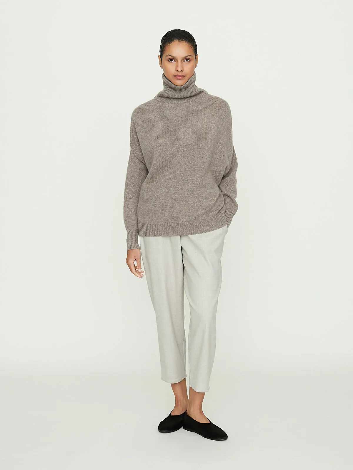 Easy T-Neck Sweater Fleece in Tortora