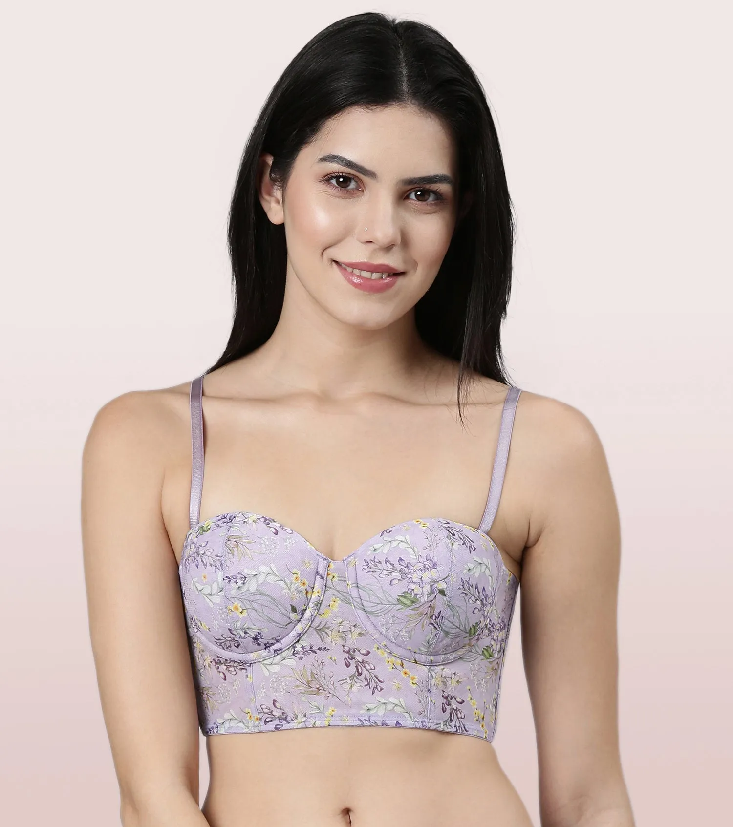 Enamor F130
FLEXI LIGHT PRINTED BUSTIER BRA
PADDED  WIRED  HIGH COVERAGE