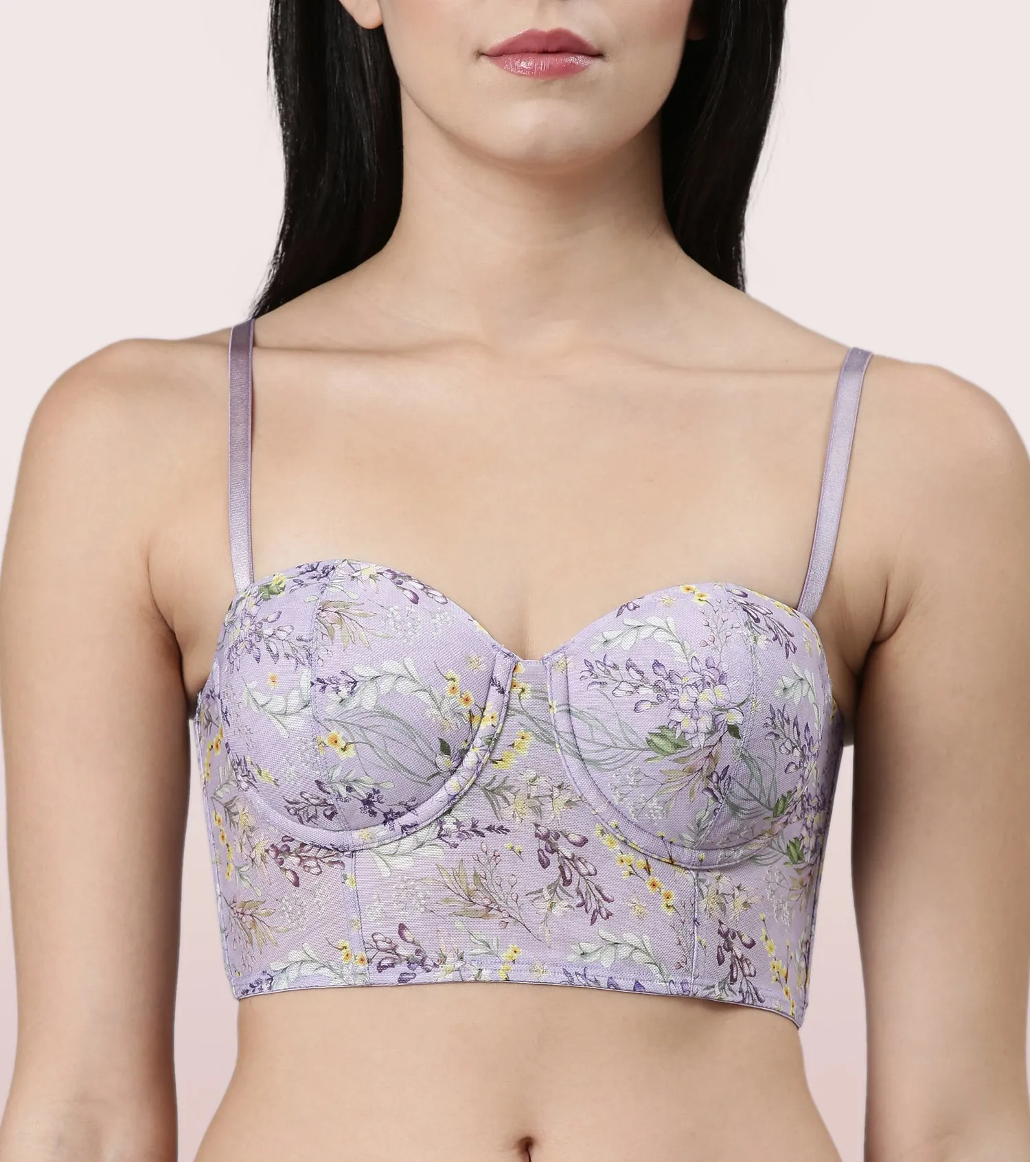 Enamor F130
FLEXI LIGHT PRINTED BUSTIER BRA
PADDED  WIRED  HIGH COVERAGE