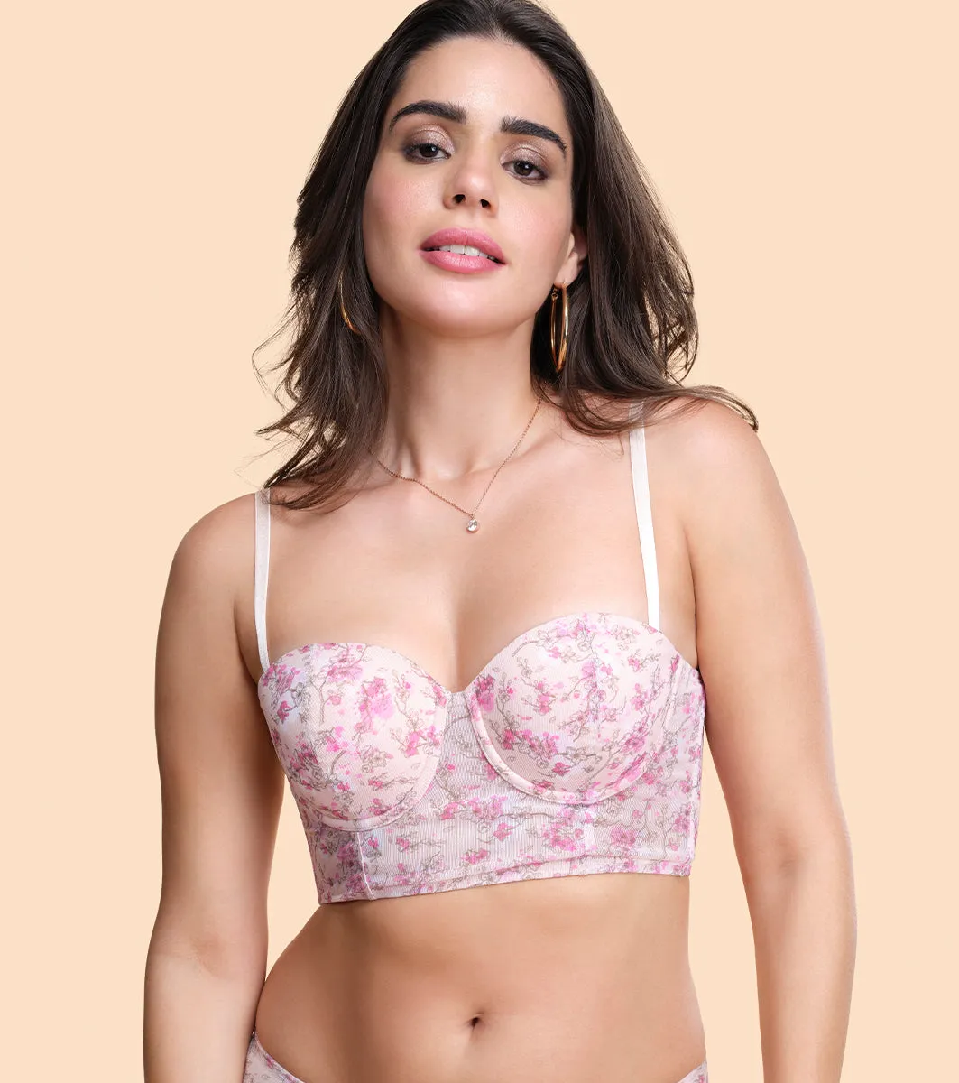 Enamor F130
FLEXI LIGHT PRINTED BUSTIER BRA
PADDED  WIRED  HIGH COVERAGE