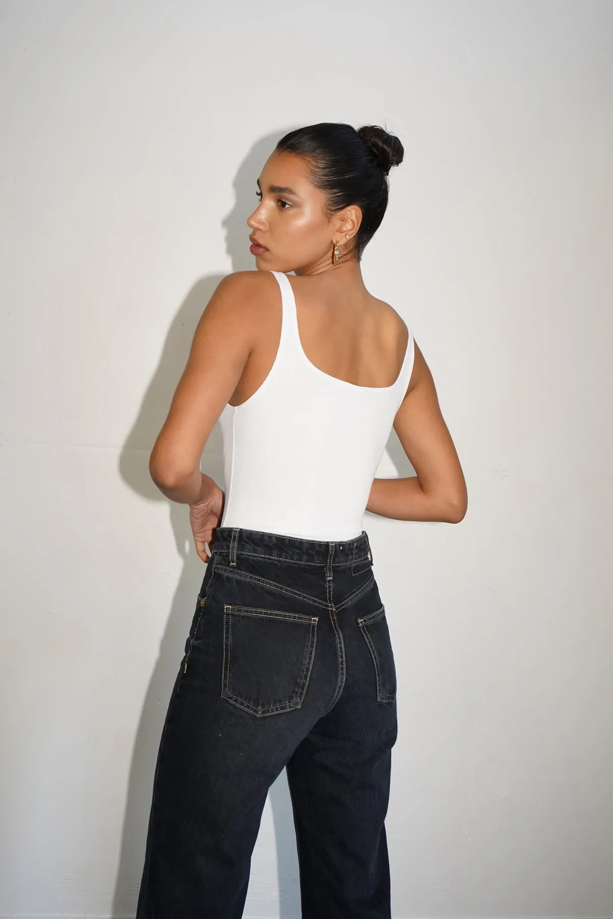 Essential Scoop Tank Bodysuit - White