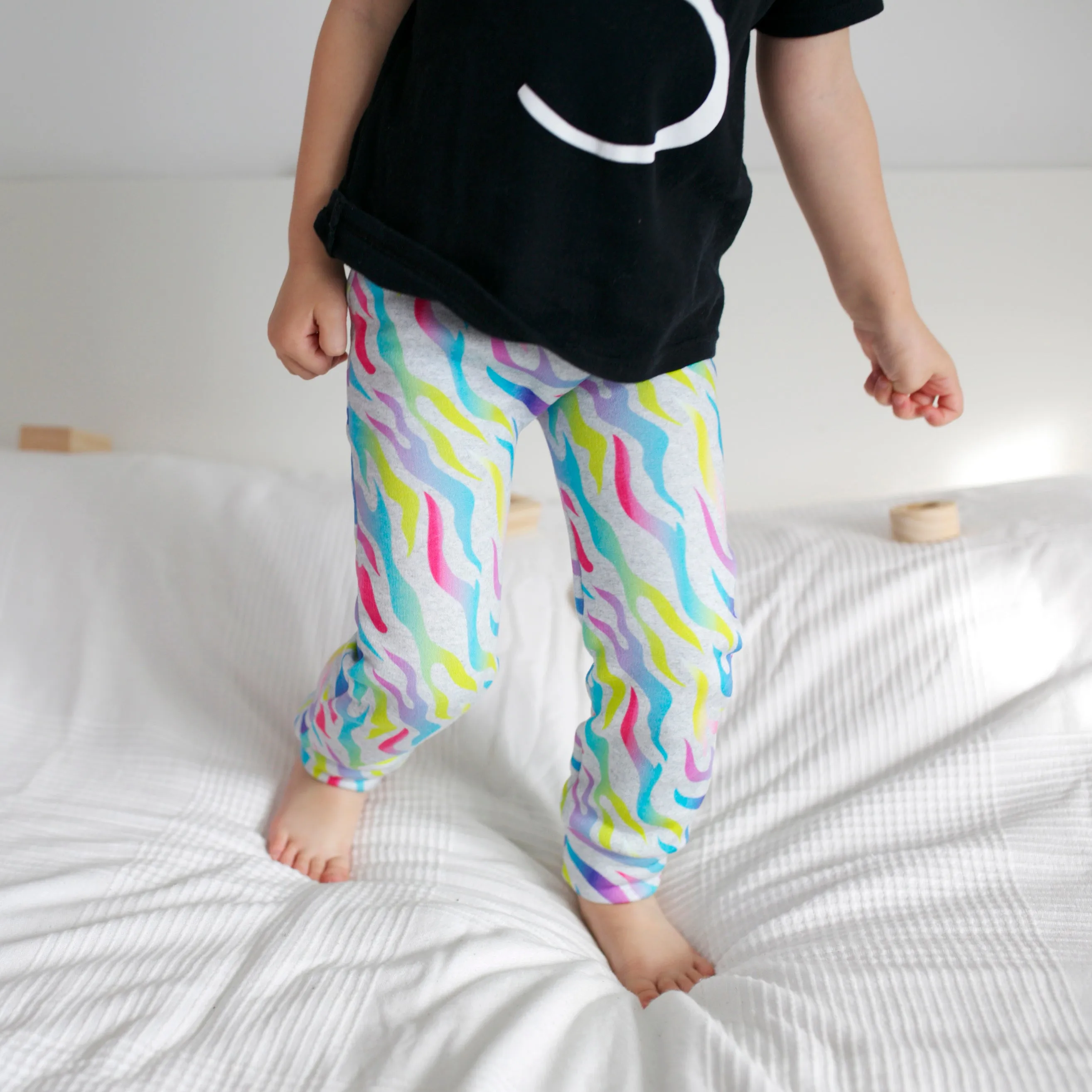 Extra warm rainbow flame Print Baby Leggings 0-6 Years