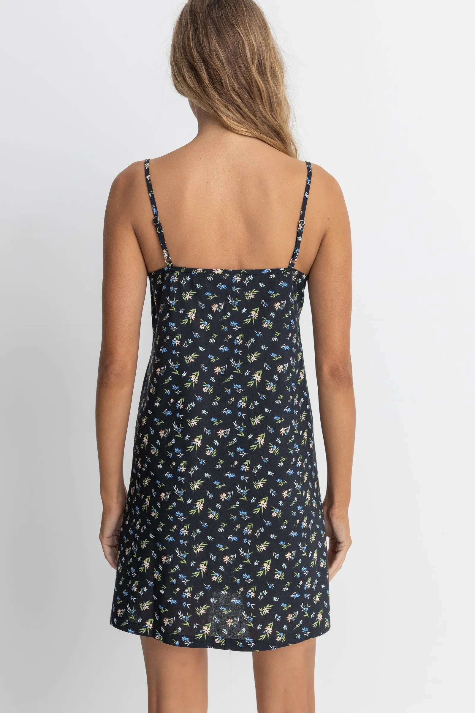 Fleur Floral Keyhole Slip Dress Black