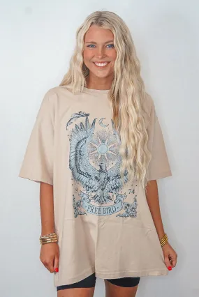 Free Bird Eagle Beige Oversized Tee