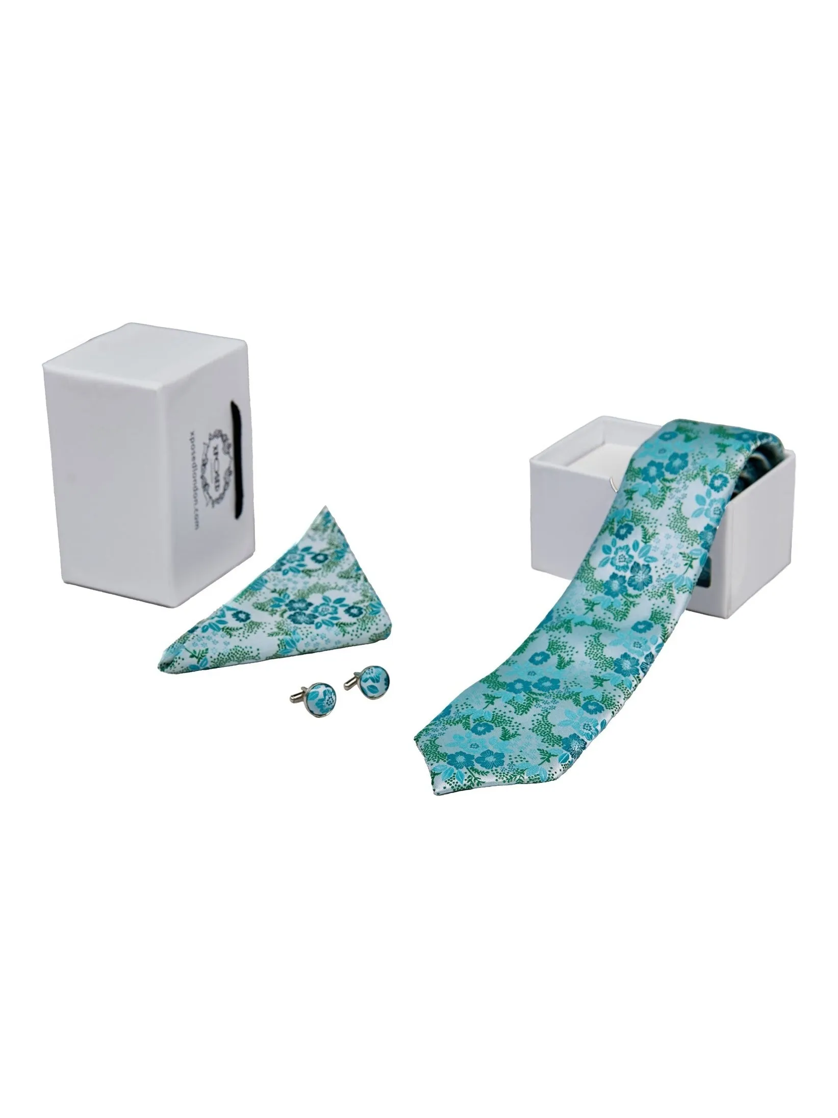 FROZEN BLUE FLORAL PRINT NECK TIE SET