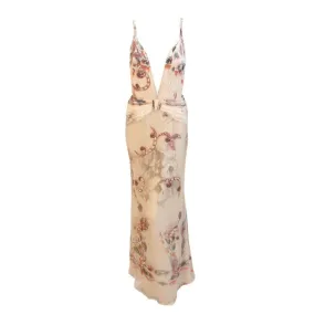 GIORGIO ARMANI Chiffon Floral Print Gown w/ Rhinestones