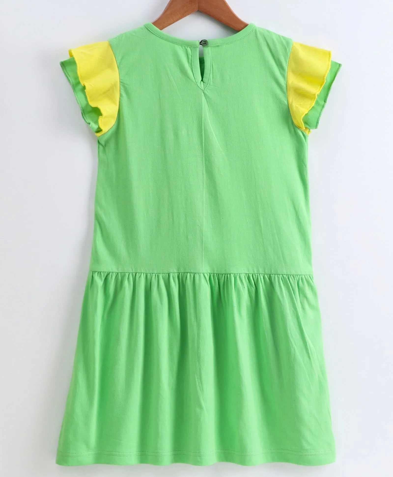 Girls Cotton Jersey Dress with Frill Sleeves