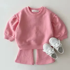 Girls Flare Lounge Suit Pink