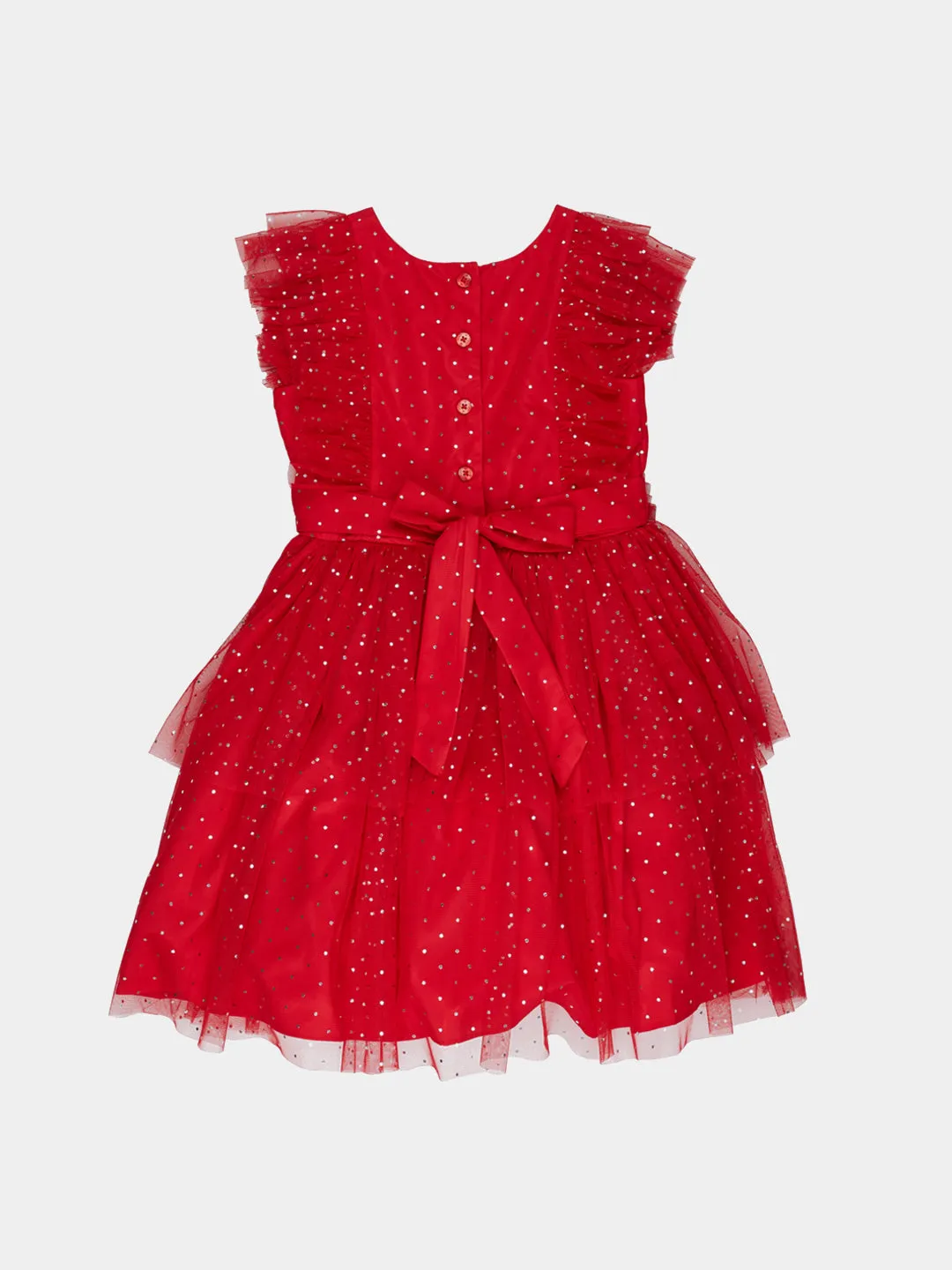 Girls Foil Dot Mesh Party Dress