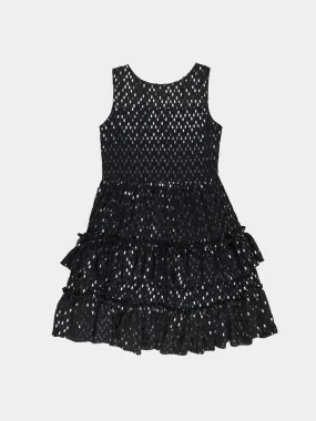 Girls Metallic Sparkle Tiered Chiffon Dress