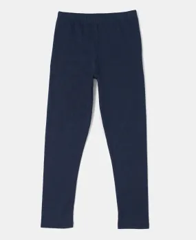 Girl's Super Combed Cotton Elastane Stretch Leggings - Navy