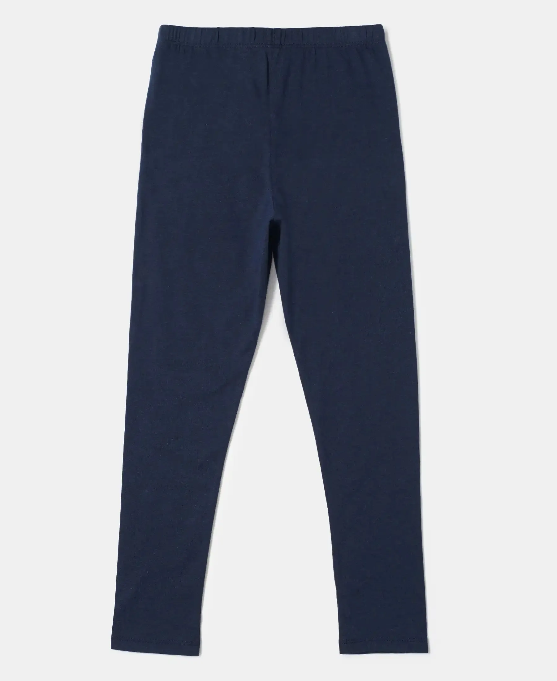 Girl's Super Combed Cotton Elastane Stretch Leggings - Navy