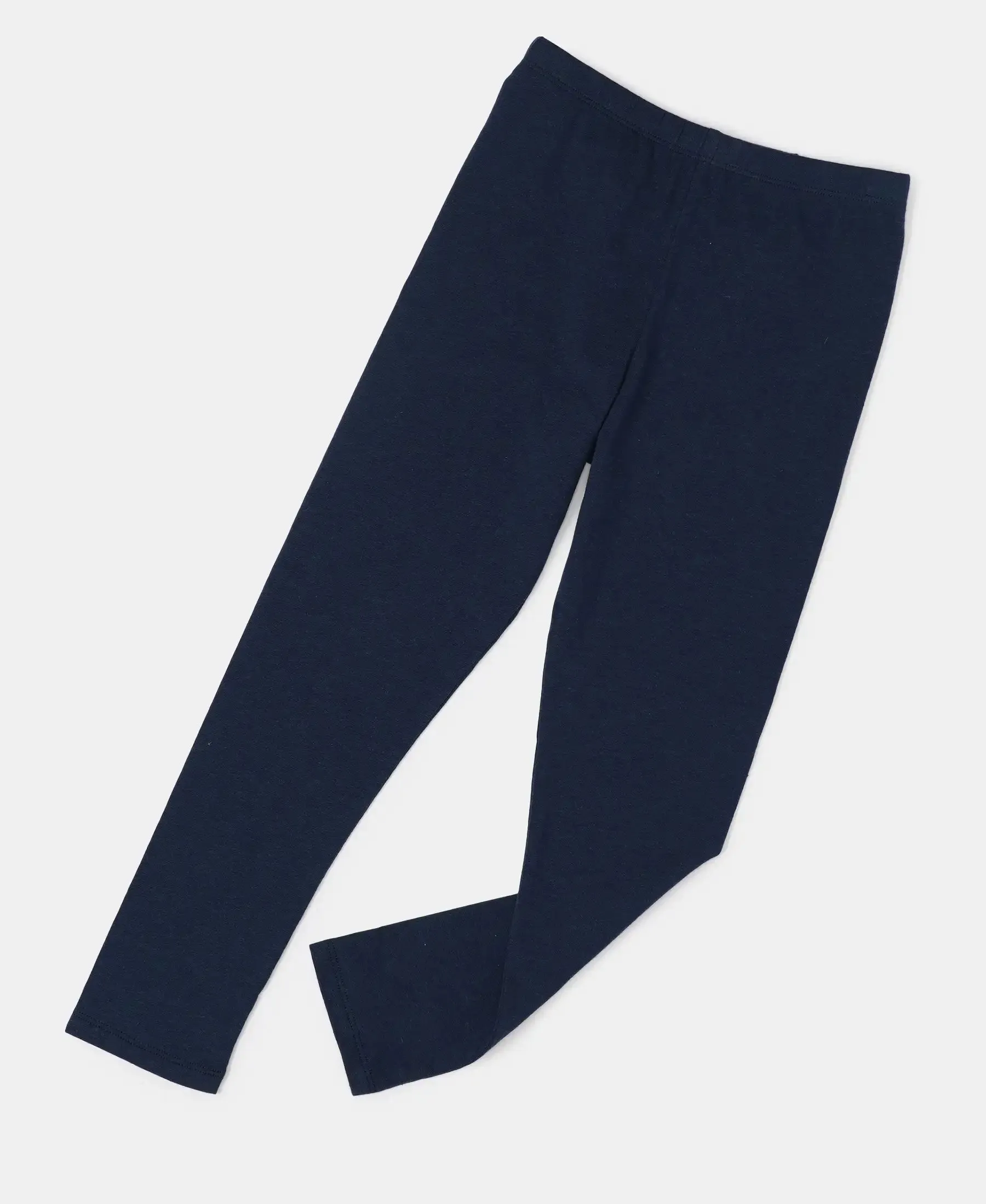 Girl's Super Combed Cotton Elastane Stretch Leggings - Navy