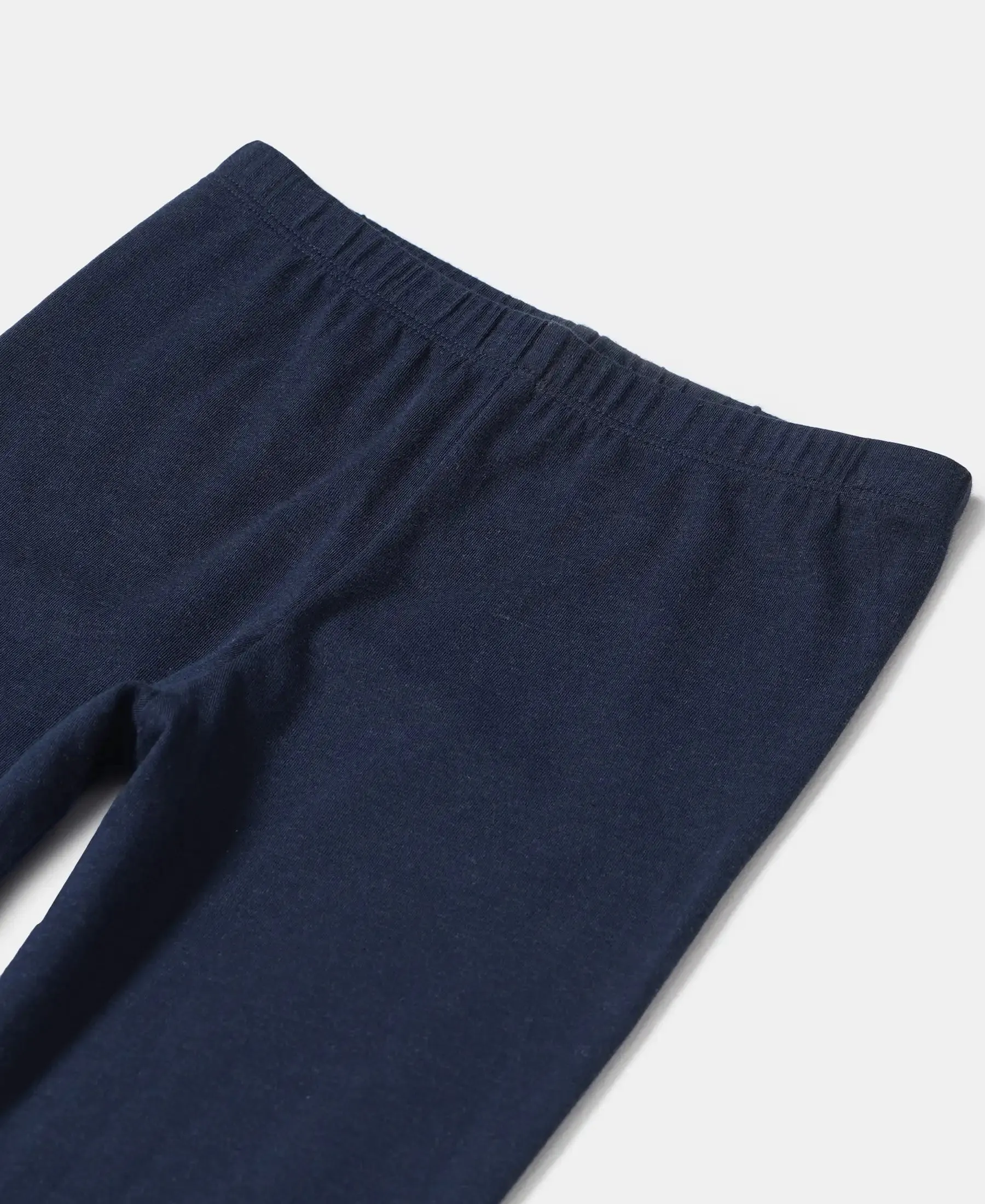 Girl's Super Combed Cotton Elastane Stretch Leggings - Navy