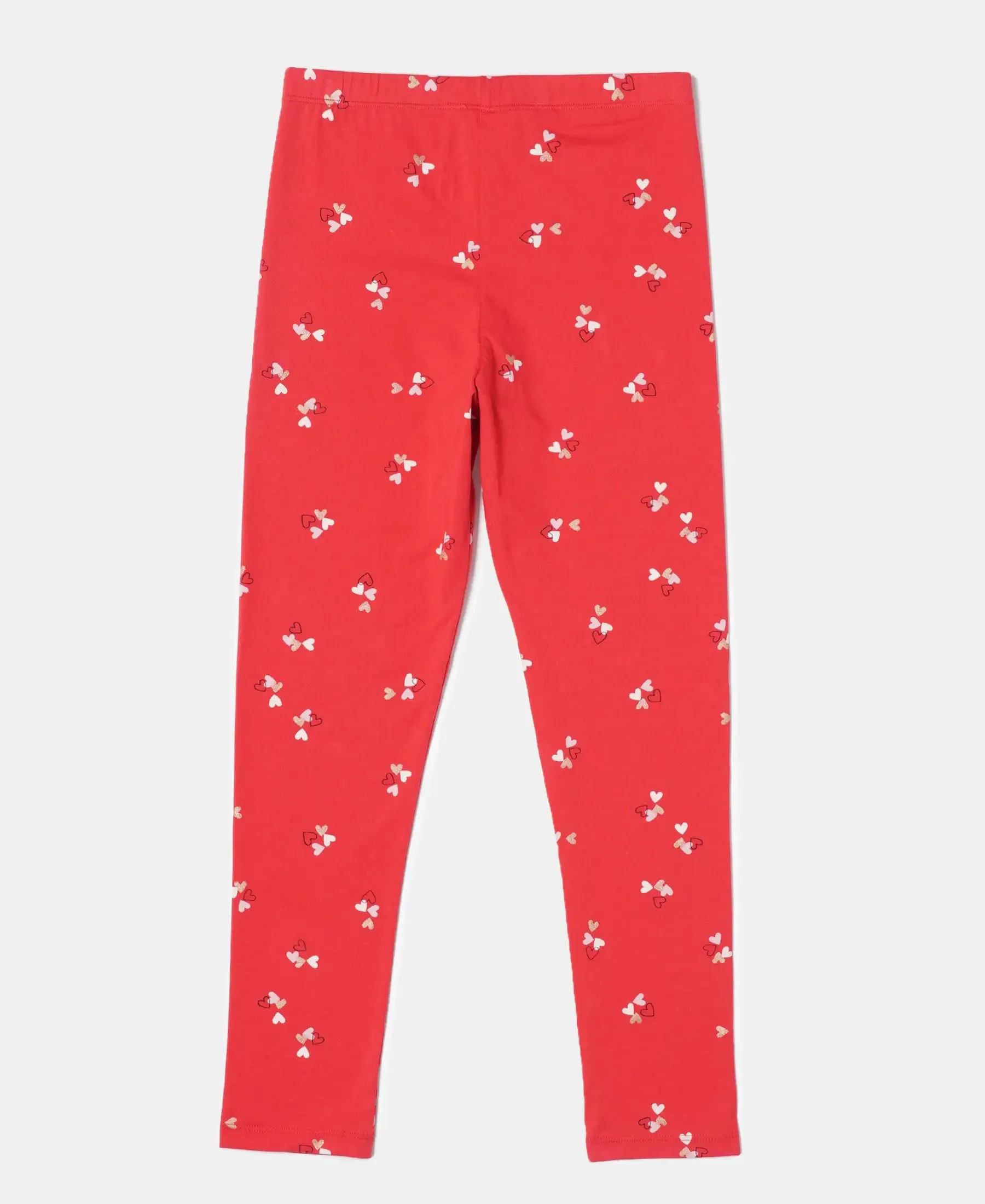 Girl's Super Combed Cotton Elastane Stretch Leggings - Rio Red Printed