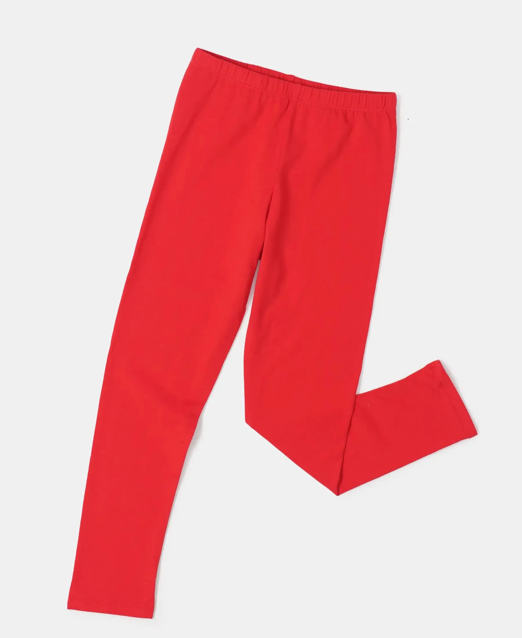 Girl's Super Combed Cotton Elastane Stretch Leggings - Rio Red