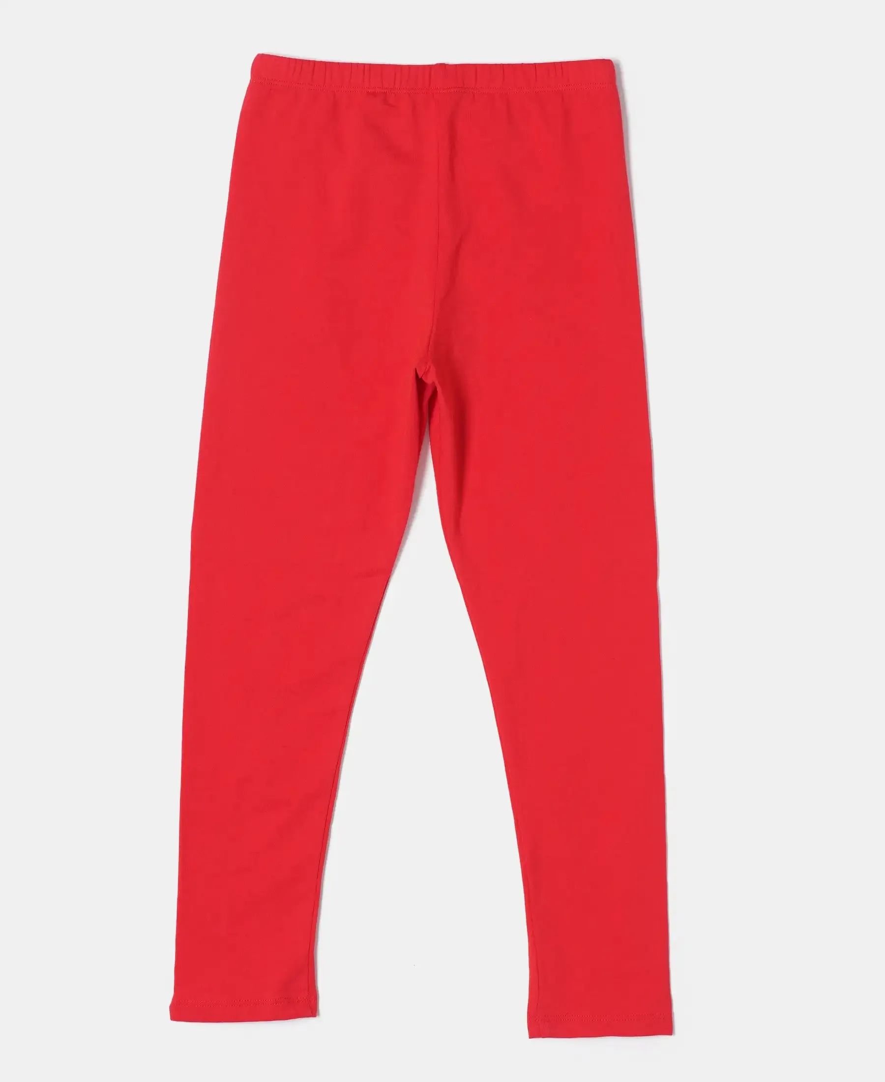 Girl's Super Combed Cotton Elastane Stretch Leggings - Rio Red