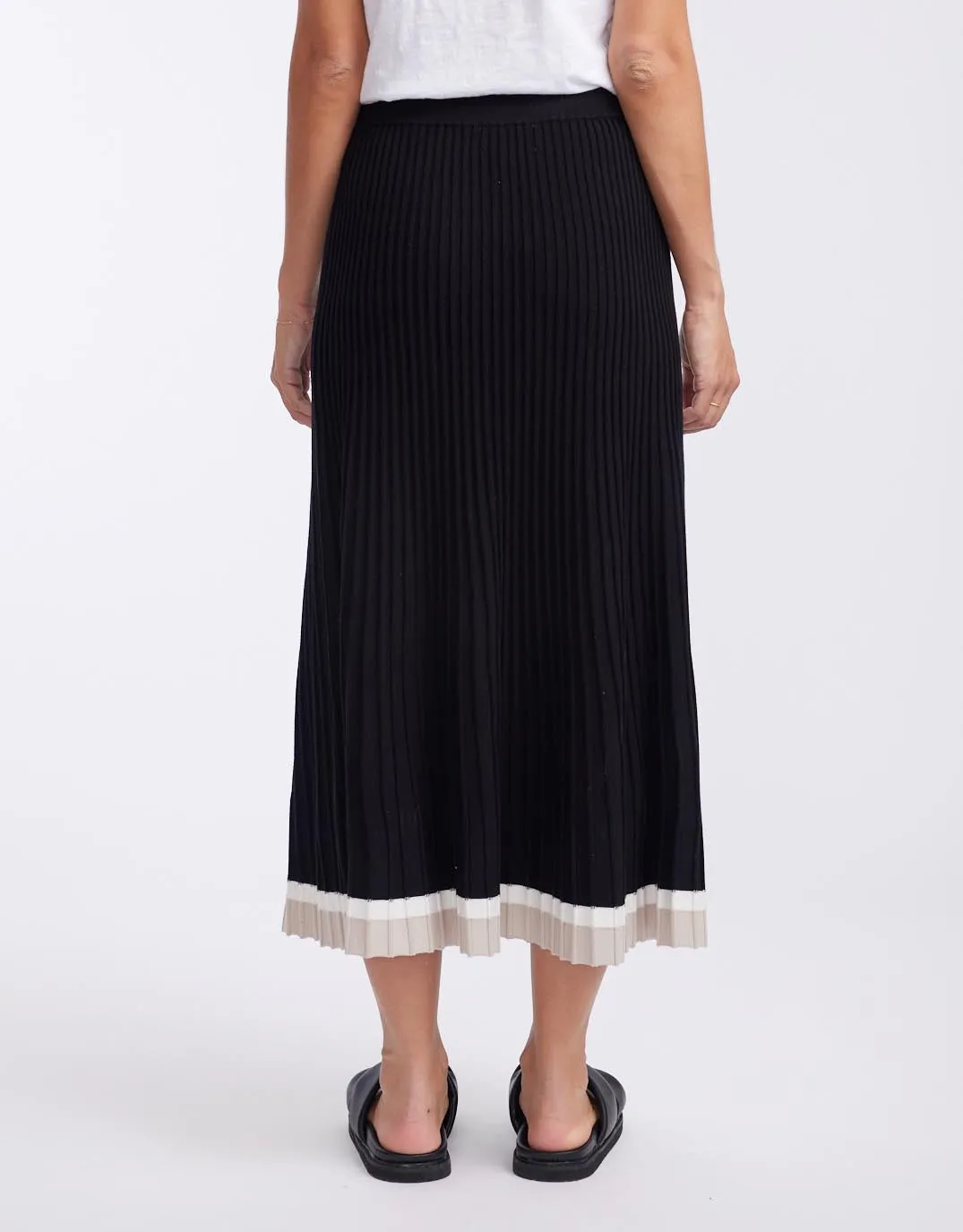 Giselle Rib Skirt - Black/Oat/White