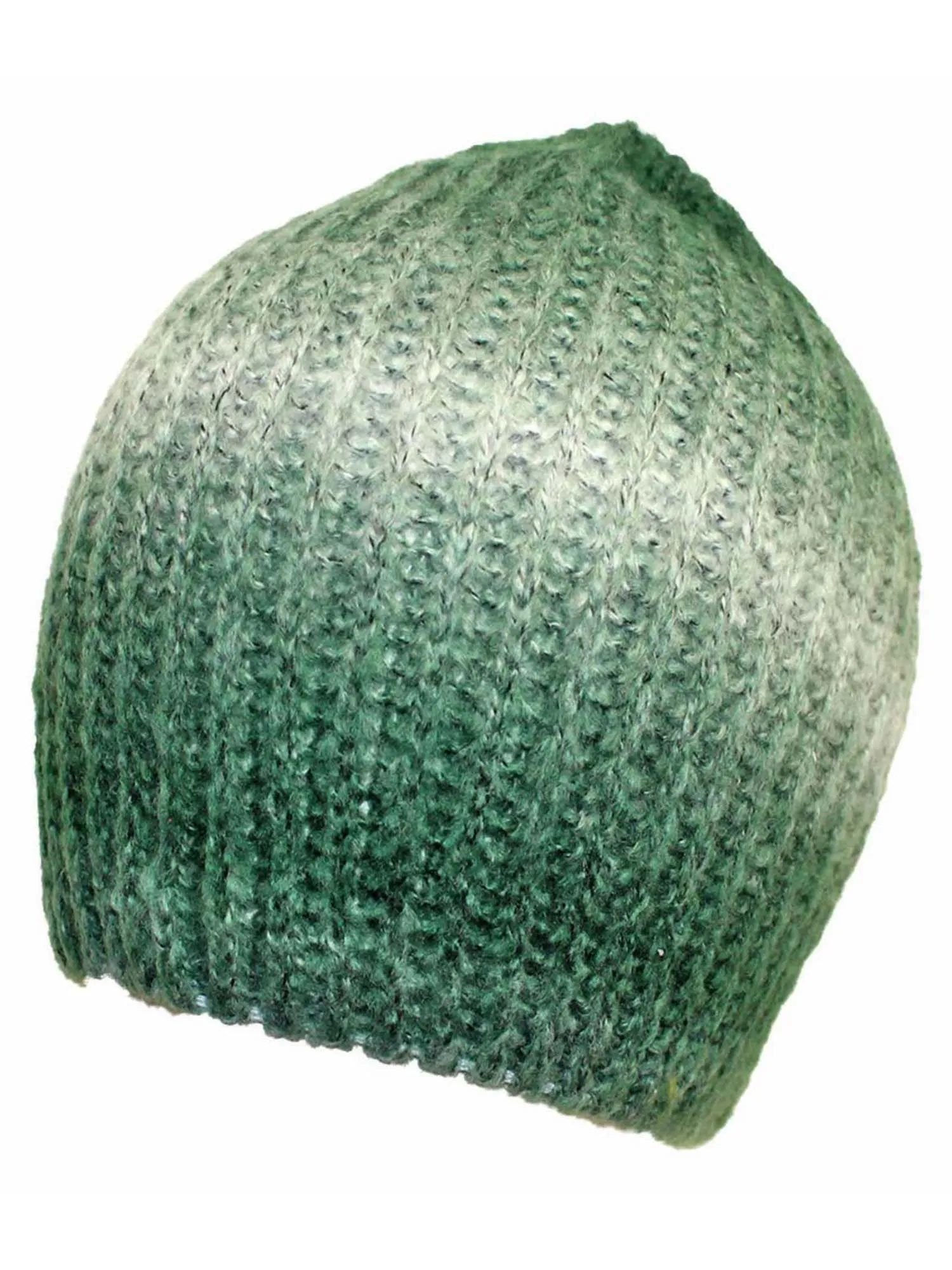 Green Ombre Dip Dyed Gradient Knit Slouchy Beanie Hat