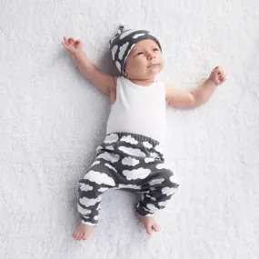 Grey Cloud Print Baby Leggings 0-6 Years