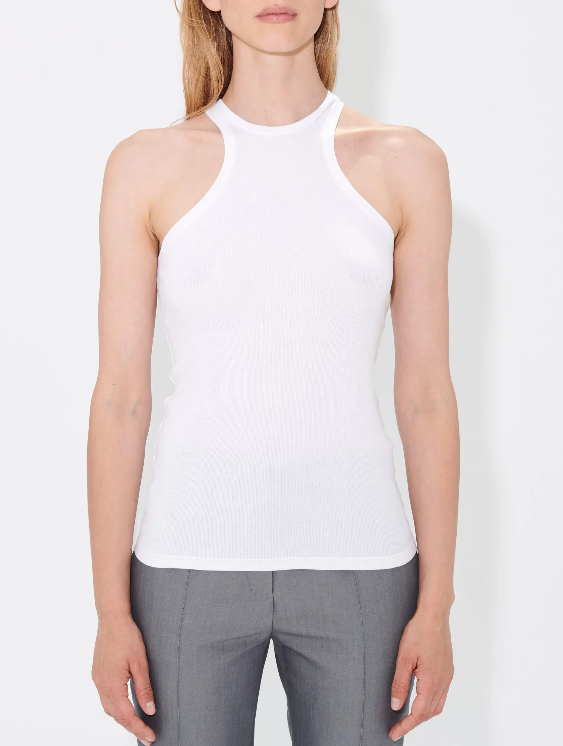 Halterneck cotton jersey tank top